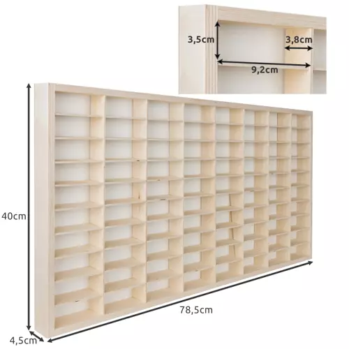 Fából készült 80 rekeszes matchbox autó tároló polc 78,5 x 40 x 4,5 cm (WNDR20233) - Image 2