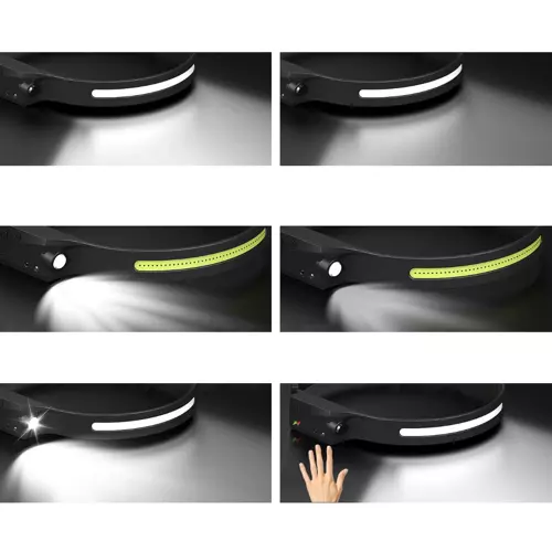 LED fejlámpa kempingezéshez, túrázáshoz, horgászathoz, bármilyen szabadidős tevékenységhez - 6 világítási móddal (WNDR21652) - Image 2