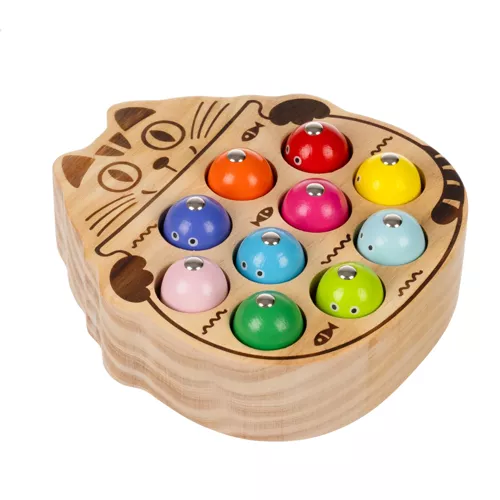 Mágneses környezetbarát fa horgászos játék színes halacskákkal (WNDR21856) - Image 4