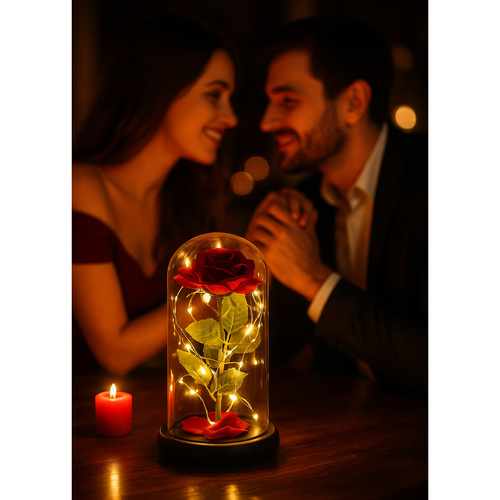 RUHHY Örök Rózsa Üvegkupolában LED Világítással – Az Időtlen Szerelem Szimbóluma (WNDR25682) - Image 2