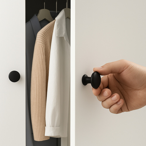 RUHHY 10 darabos Matt Fekete Bútorfogantyú Szett – Modern, Ipari Stílusú Gombok (WNDR25679) - Image 2