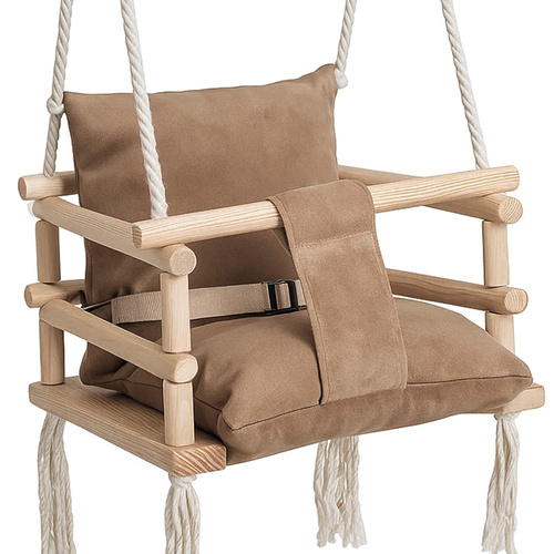 Velúr hintaszék kisgyermekeknek - Kruzzel - bézs, fa (WNDR26685) - Image 3