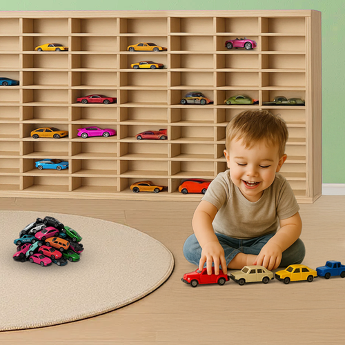 Fából készült TIR teherautó autótartó polc 80 rekesszel Kruzzel (WNDR26582) - Image 2