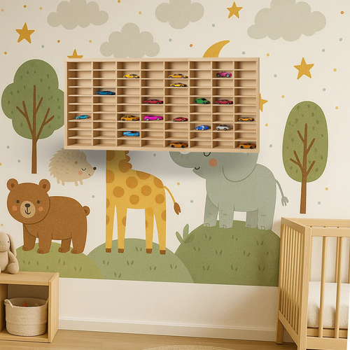 Fából készült TIR teherautó autótartó polc 80 rekesszel Kruzzel (WNDR26582) - Image 5