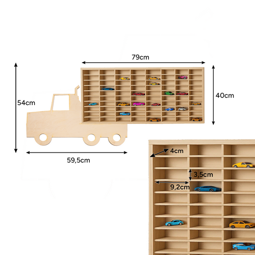 Fából készült TIR teherautó autótartó polc 80 rekesszel Kruzzel (WNDR26582) - Image 14