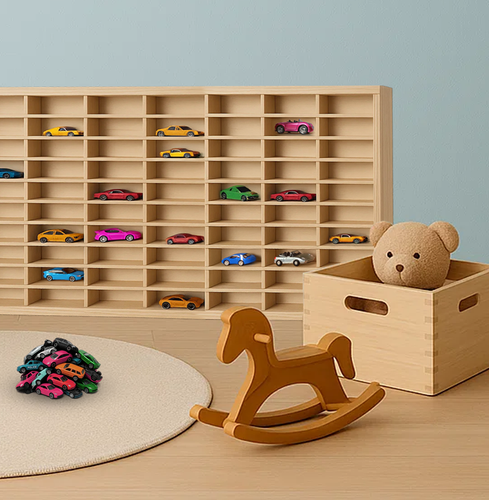 Fából készült TIR teherautó autótartó polc 80 rekesszel Kruzzel (WNDR26582) - Image 4