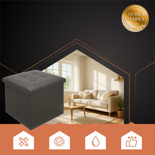 Ruhhy összecsukható tárolós puff – szürke, 38 x 38 x 38 cm (WNDR25780) - Image 2